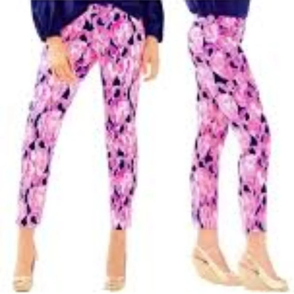 NWOT Lilly Pulitzer Kelly Skinny Ankle Pant High Tide Navy Via Amor Flamingo 8 - Picture 7 of 7